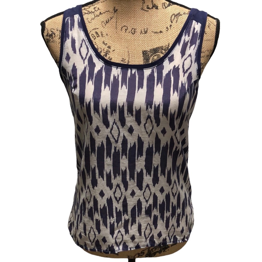 {J. Crew} Blue Geometric Atzec Print Tank Top